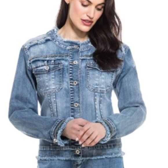 distressed denim jacket size medium HANGAR-29 - Picture 1 of 16